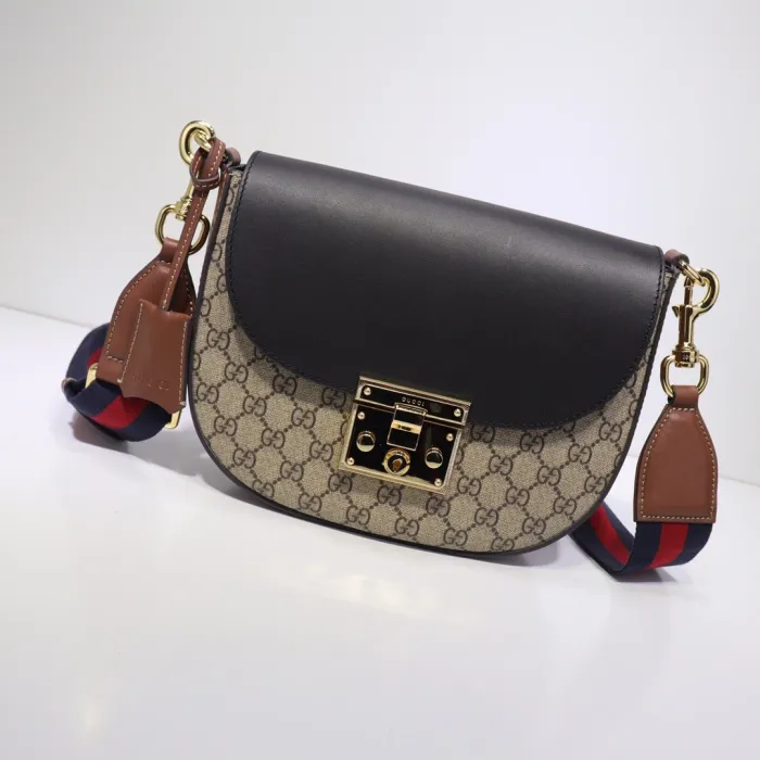 Replica GUCCI Supreme Monogram Web Medium Padlock Messenger Shoulder Bag - high-end fake designer purse