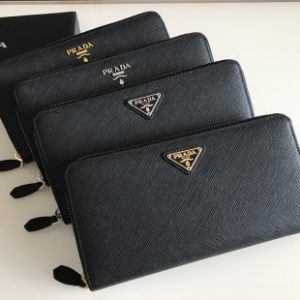 Replica Prada Saffiano Long Zipper Wallet Black - ultra-realistic fake designer tote