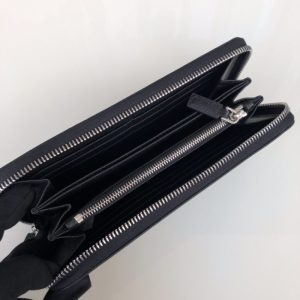 Replica Prada Saffiano Long Wallet Black Silver - top-rated replica designer bag