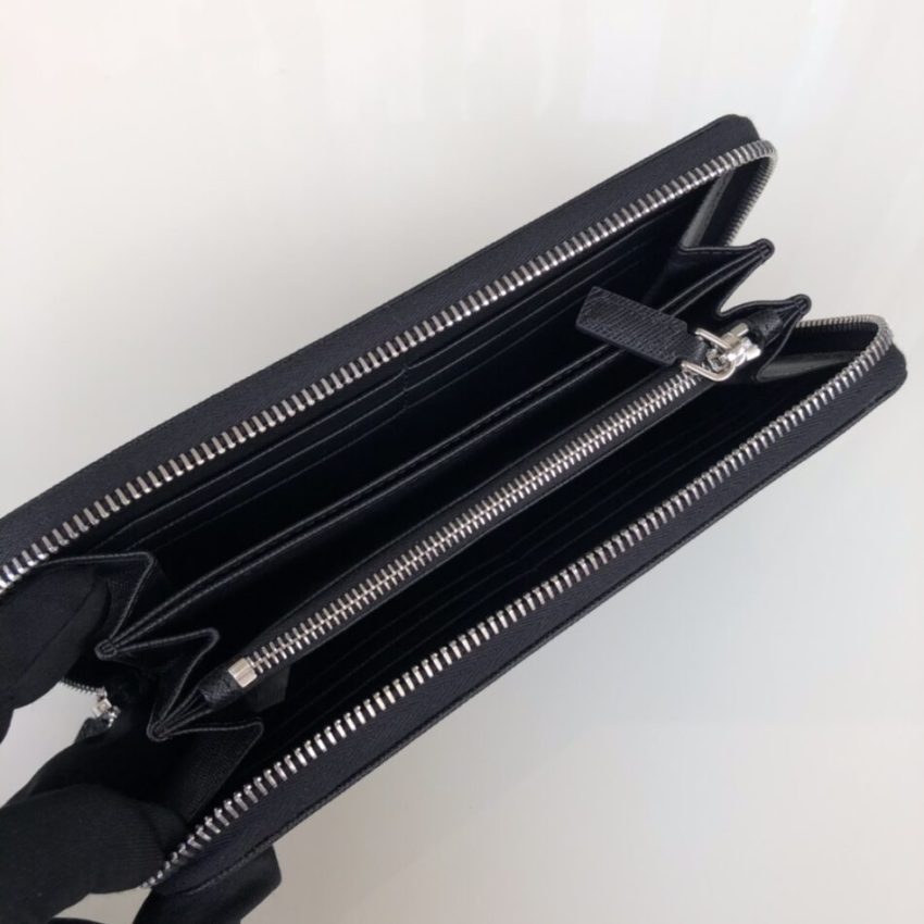 Replica Prada Saffiano Long Wallet Black Silver - top-rated replica designer bag