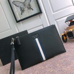 Replica Prada Large Pouch White Line - realistic designer-inspired fake bag