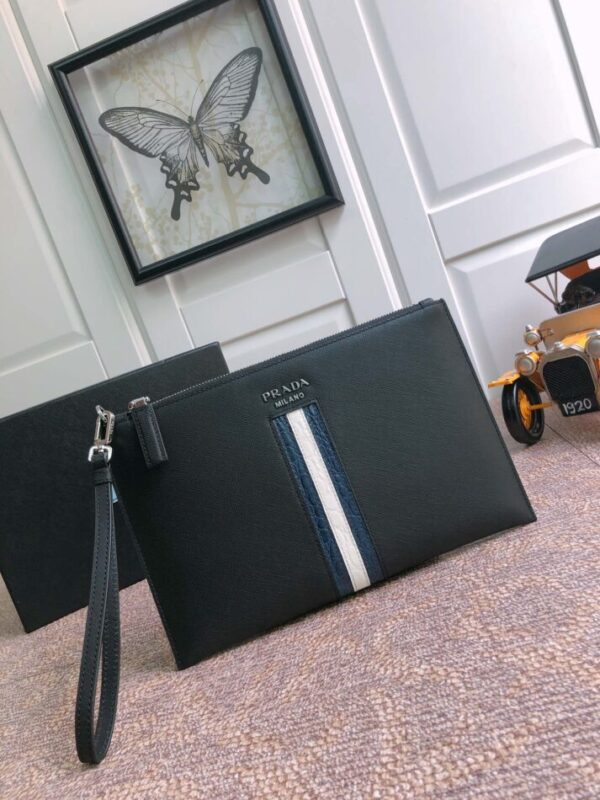 Replica Prada Large Pouch White Line - realistic designer-inspired fake bag