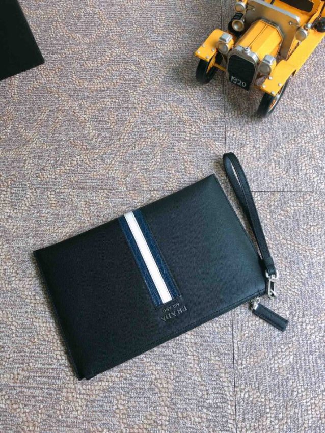 Replica Prada Large Pouch White Line - realistic designer-inspired fake bag