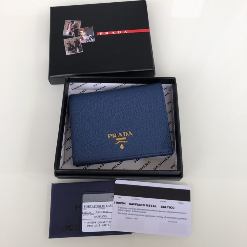Replica Prada Saffiano Two Fold Wallet Blue - 1:1 designer replica handbag
