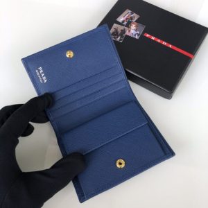 Replica Prada Saffiano Two Fold Wallet Blue - high-quality designer bag clone