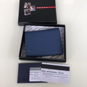 Replica Prada Saffiano Two Fold Wallet Blue - premium 1:1 fake handbag model