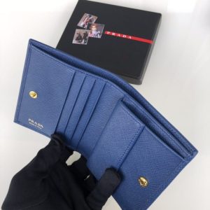 Replica Prada Saffiano Two Fold Wallet Blue - near-authentic luxury replica handbag