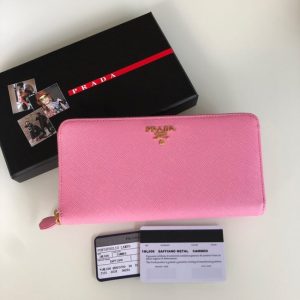 Replica Prada Saffiano Long Zipper Wallet Pink - best-selling designer handbag dupe