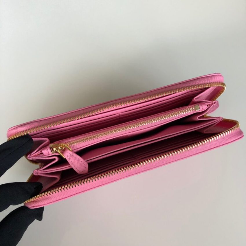 Replica Prada Saffiano Long Zipper Wallet Pink - top-tier luxury replica shoulder bag