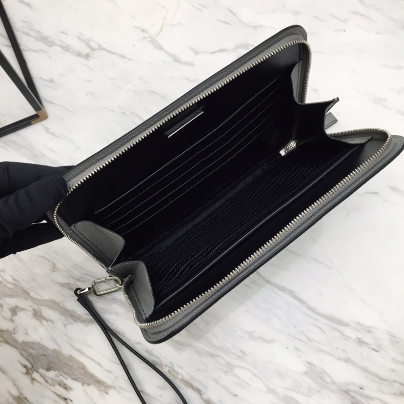 Replica Prada Saffiano New Pouch Grey - high-quality designer bag clone