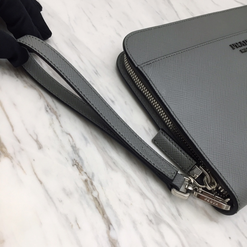 Replica Prada Saffiano New Pouch Grey - best-selling designer handbag dupe