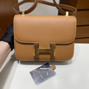 Replica Hermes Constance 24cm Golden Brown - high-end fake designer purse