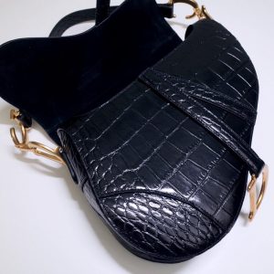 Replica Dior Saddle Bag Crocodile Black - authentic-look luxury purse replica
