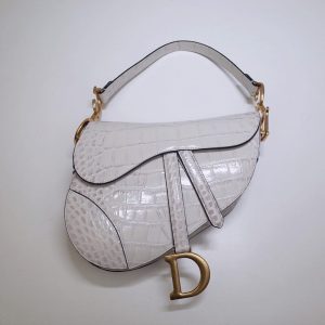 Replica Dior Saddle Bag Crocodile White - authentic-look luxury purse replica