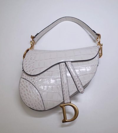 Replica Dior Saddle Bag Crocodile White - authentic-look luxury purse replica