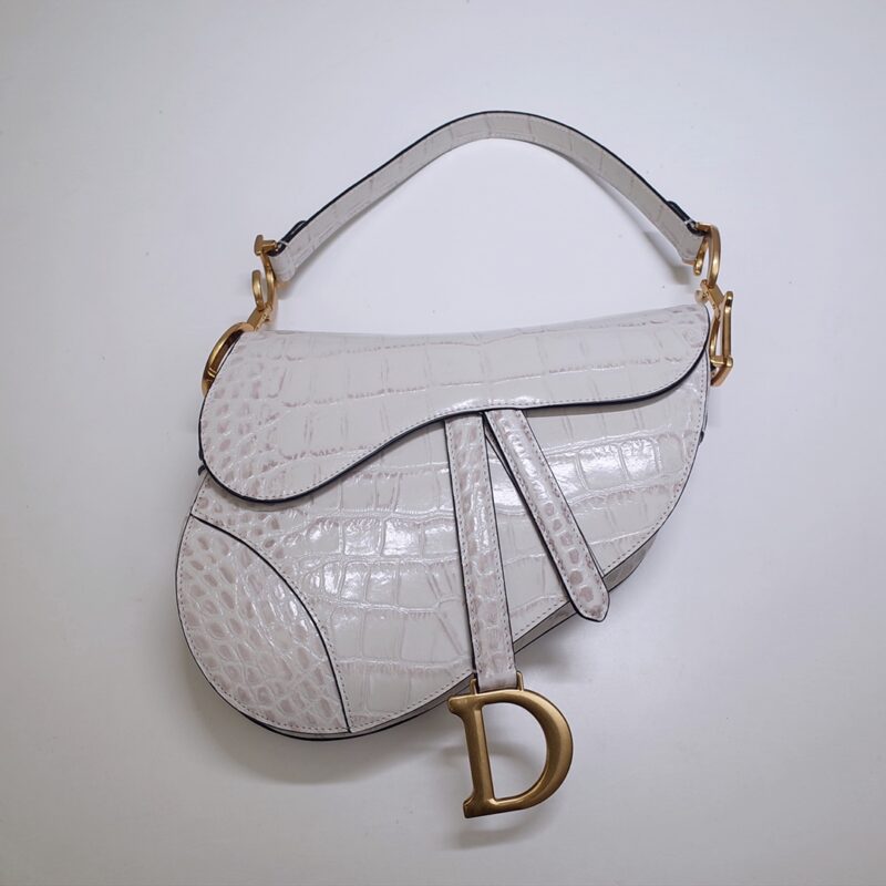 Replica Dior Saddle Bag Crocodile White - authentic-look luxury purse replica