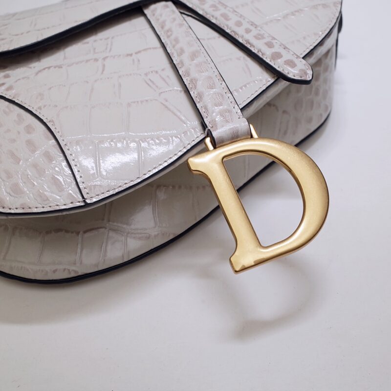 Replica Dior Saddle Bag Crocodile White - 1:1 designer replica handbag