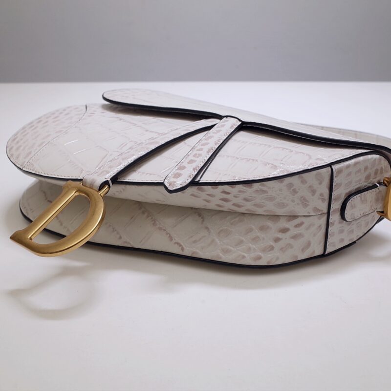 Replica Dior Saddle Bag Crocodile White - premium 1:1 fake handbag model