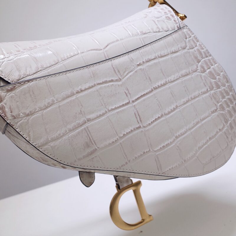 Replica Dior Saddle Bag Crocodile White - 1:1 designer replica handbag