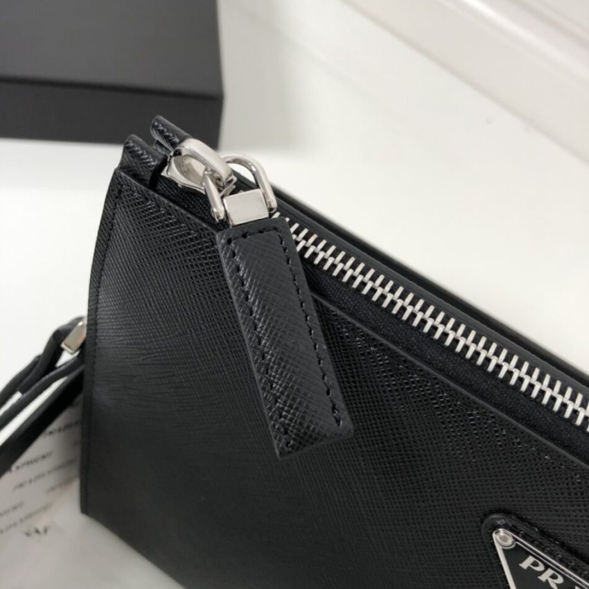 Replica Prada Saffiano Pouch Silver - ultra-realistic fake designer tote