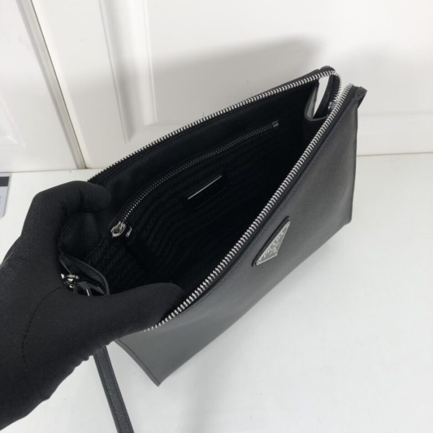 Replica Prada Saffiano Pouch Silver - top-tier luxury replica shoulder bag