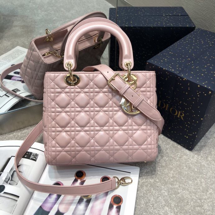Replica Lady Dior Large Pink - top-tier luxury replica shoulder bag