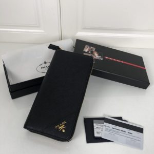 Replica Prada Saffiano Long Wallet Black - authentic-look luxury purse replica