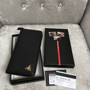 Replica Prada Saffiano Long Wallet Black - authentic-look luxury purse replica