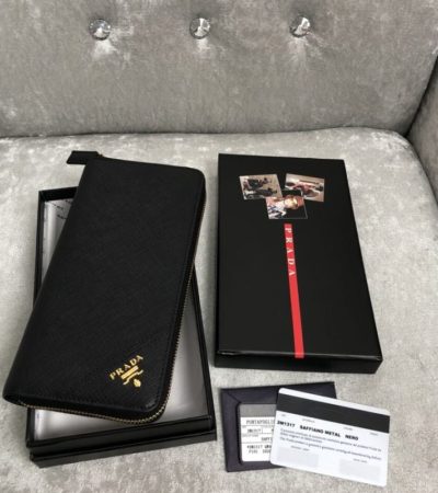 Replica Prada Saffiano Long Wallet Black - authentic-look luxury purse replica