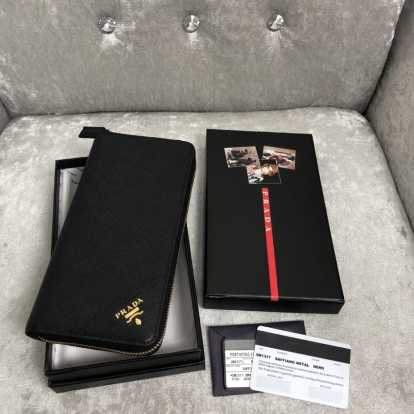 Replica Prada Saffiano Long Wallet Black - authentic-look luxury purse replica