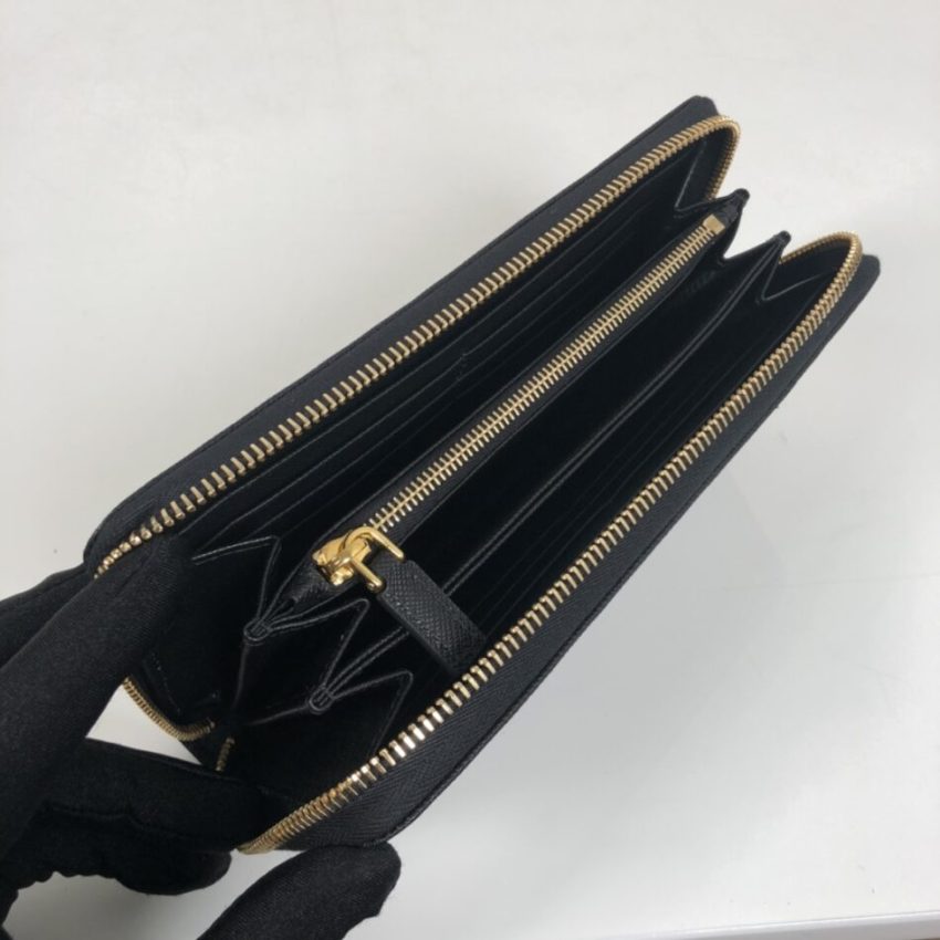 Replica Prada Saffiano Long Wallet Black - premium 1:1 fake handbag model