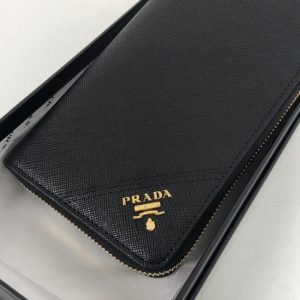 Replica Prada Saffiano Long Wallet Black - premium 1:1 fake handbag model