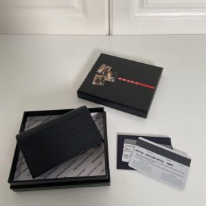 Replica Prada Saffiano Wallet Black Silver - best quality luxury bag dupe