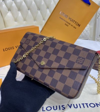 Replica Louis Vuitton Félicie Pochette Brown Grid - best-selling designer handbag dupe
