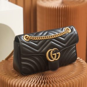 Replica Gucci Marmont Medium Black - high-end fake designer purse