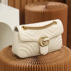 Replica Gucci GG Marmont Medium White - best quality luxury bag dupe