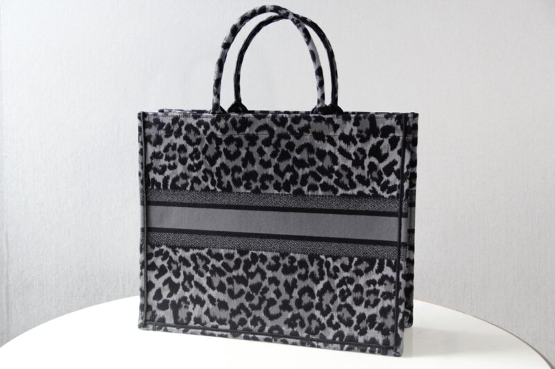 Replica Dior Tote Book Leopard Grey - authentic-look luxury purse replica
