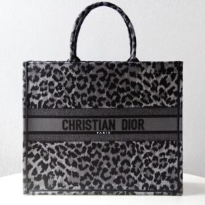 Replica Dior Tote Book Leopard Grey - premium 1:1 fake handbag model