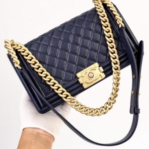 Replica CHANEL Le Boy Dark Blue - near-authentic luxury replica handbag