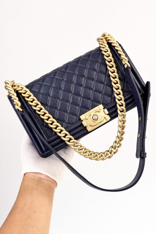 Replica CHANEL Le Boy Dark Blue - near-authentic luxury replica handbag