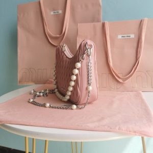 Replica Miu Miu Matelassé Pearl Pink - best quality luxury bag dupe