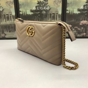 Replica Gucci Marmont Matelasse Wallet On Chain Beige - top-rated replica designer bag