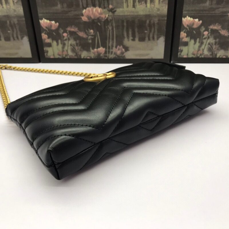 Replica Gucci Marmont Matelasse Wallet On Chain Black - realistic designer-inspired fake bag