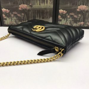 Replica Gucci Marmont Matelasse Wallet On Chain Black - high-quality designer bag clone