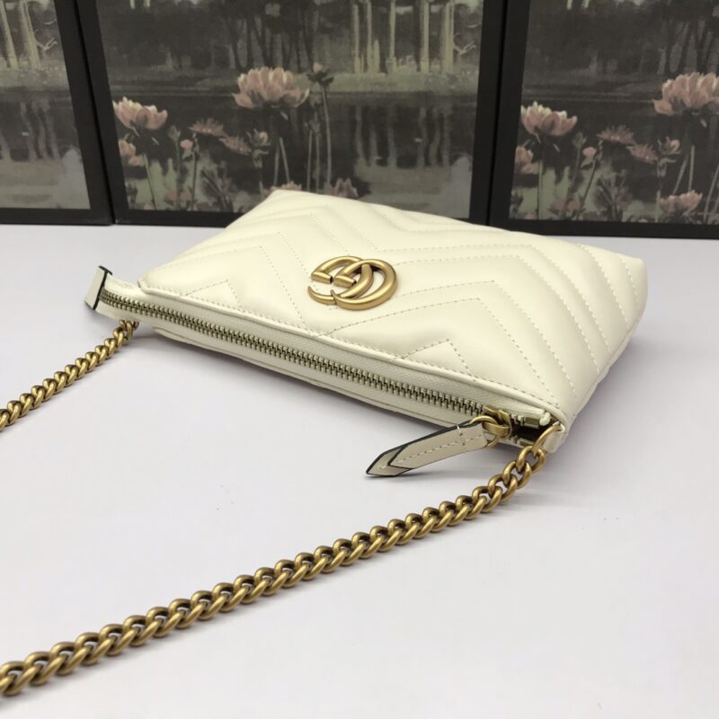 Replica Gucci Marmont Matelasse Wallet On Chain White - high-accuracy replica luxury purse