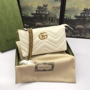 Replica Gucci Marmont Matelasse Wallet On Chain White - high-end fake designer purse