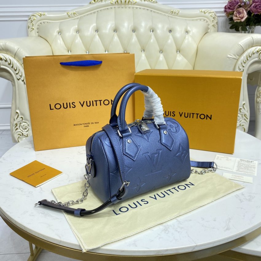 Replica Louis Vuitton Speedy Bandouliere 20 Dark Blue - top-rated replica designer bag