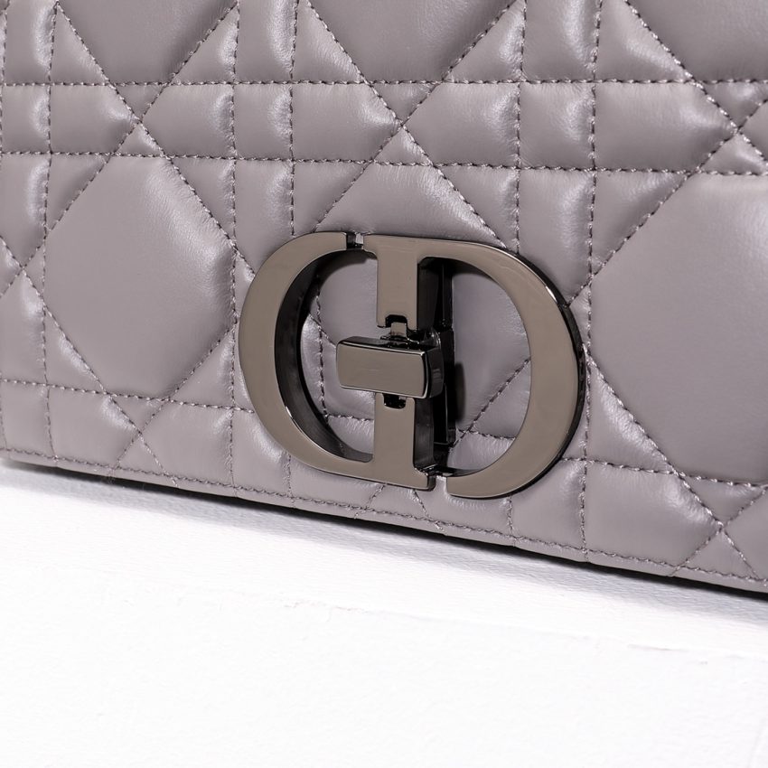 Replica Dior Caro Bag Diamond Grey - best quality luxury bag dupe
