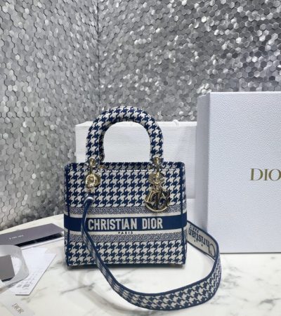 Replica Lady Dior Medium D-Lite Houndstooth Canvas - best-selling designer handbag dupe