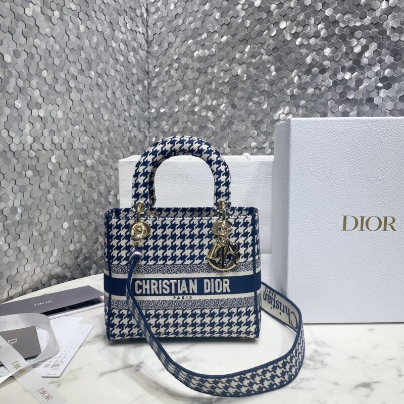 Replica Lady Dior Medium D-Lite Houndstooth Canvas - best-selling designer handbag dupe